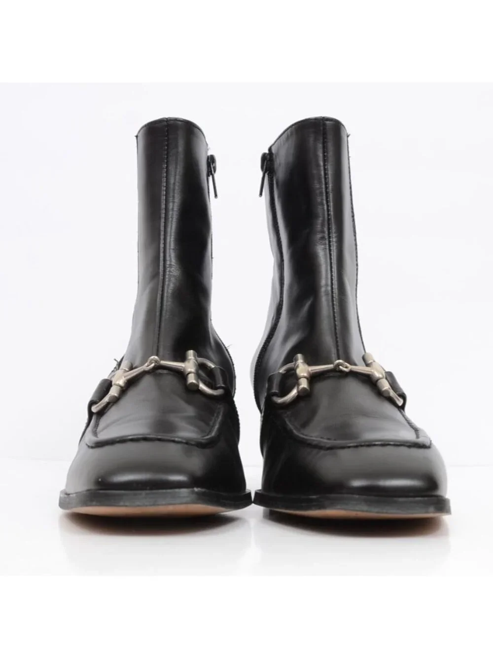 Renatta Made in Spain Womens 9 Black Leather Horsebit Ankle Heeled Dressy Boots‎